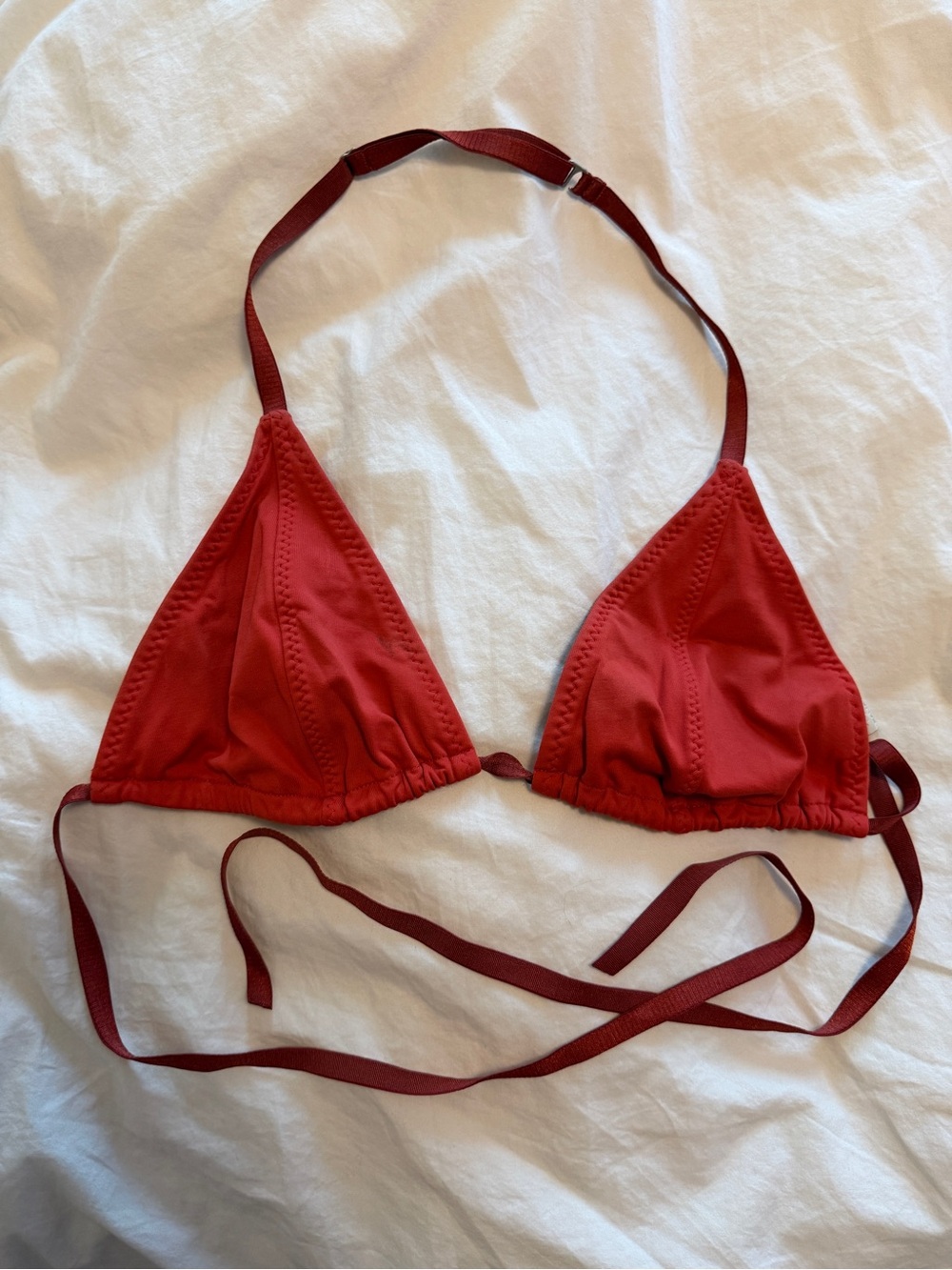 Malia Mills Red-orange Triangle Bralette Bikini Top